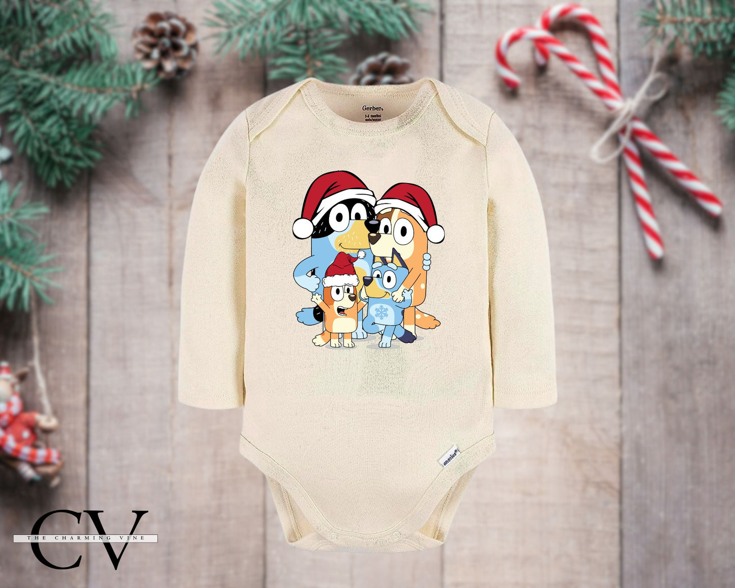 Bluey Family Christmas Baby Onesie