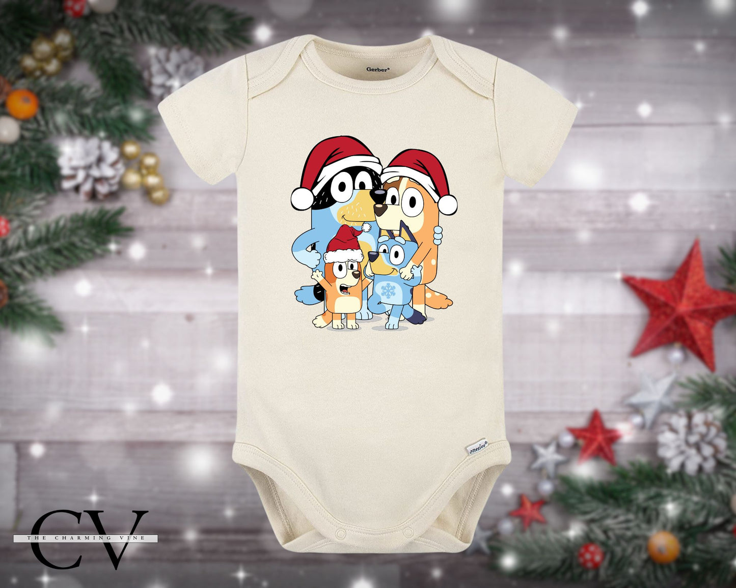 Bluey Family Christmas Baby Onesie