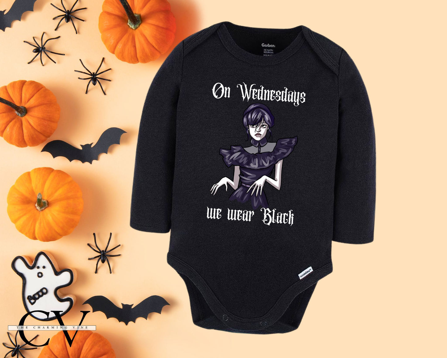 On Wednesdays We Wear Black Baby Bodysuit