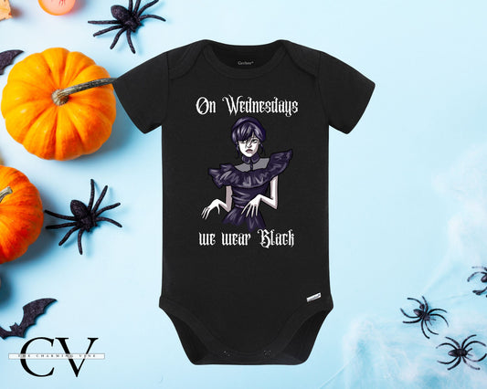 On Wednesdays We Wear Black Baby Bodysuit