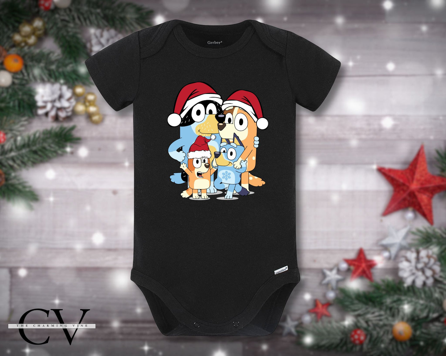 Bluey Family Christmas Baby Onesie