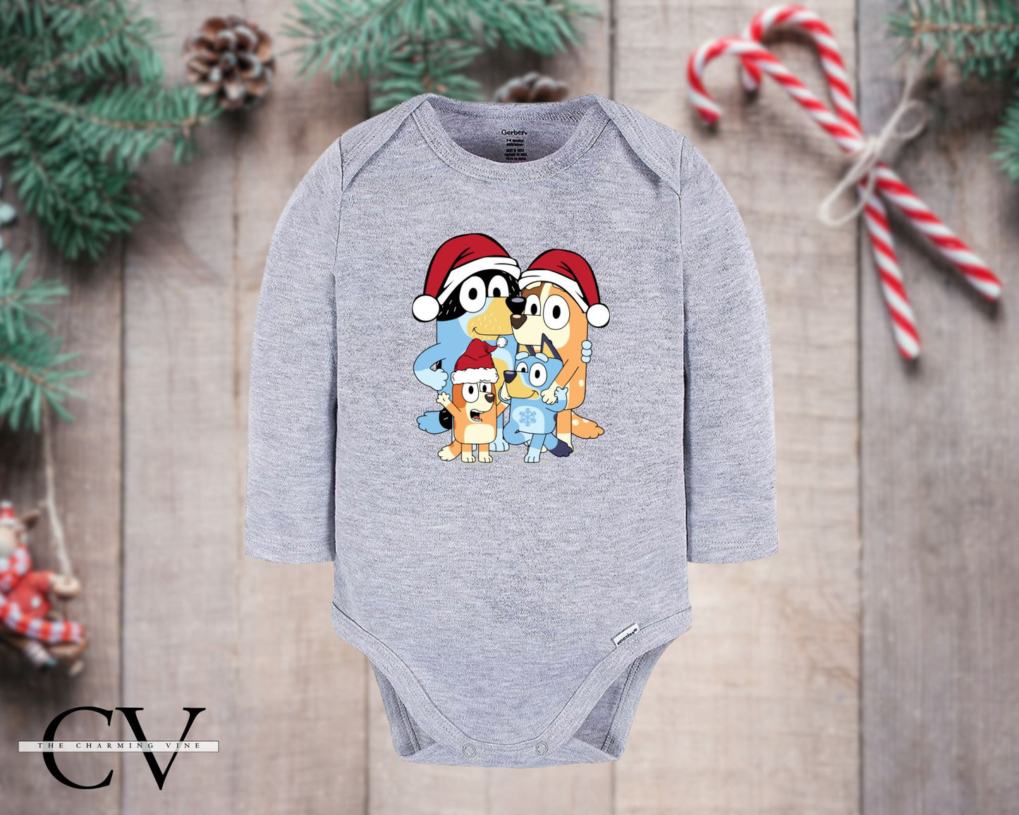 Bluey Family Christmas Baby Onesie