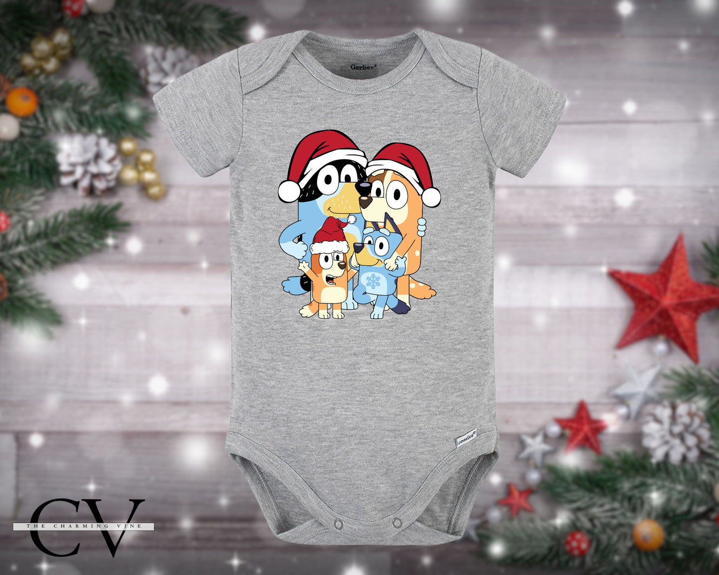 Bluey Family Christmas Baby Onesie
