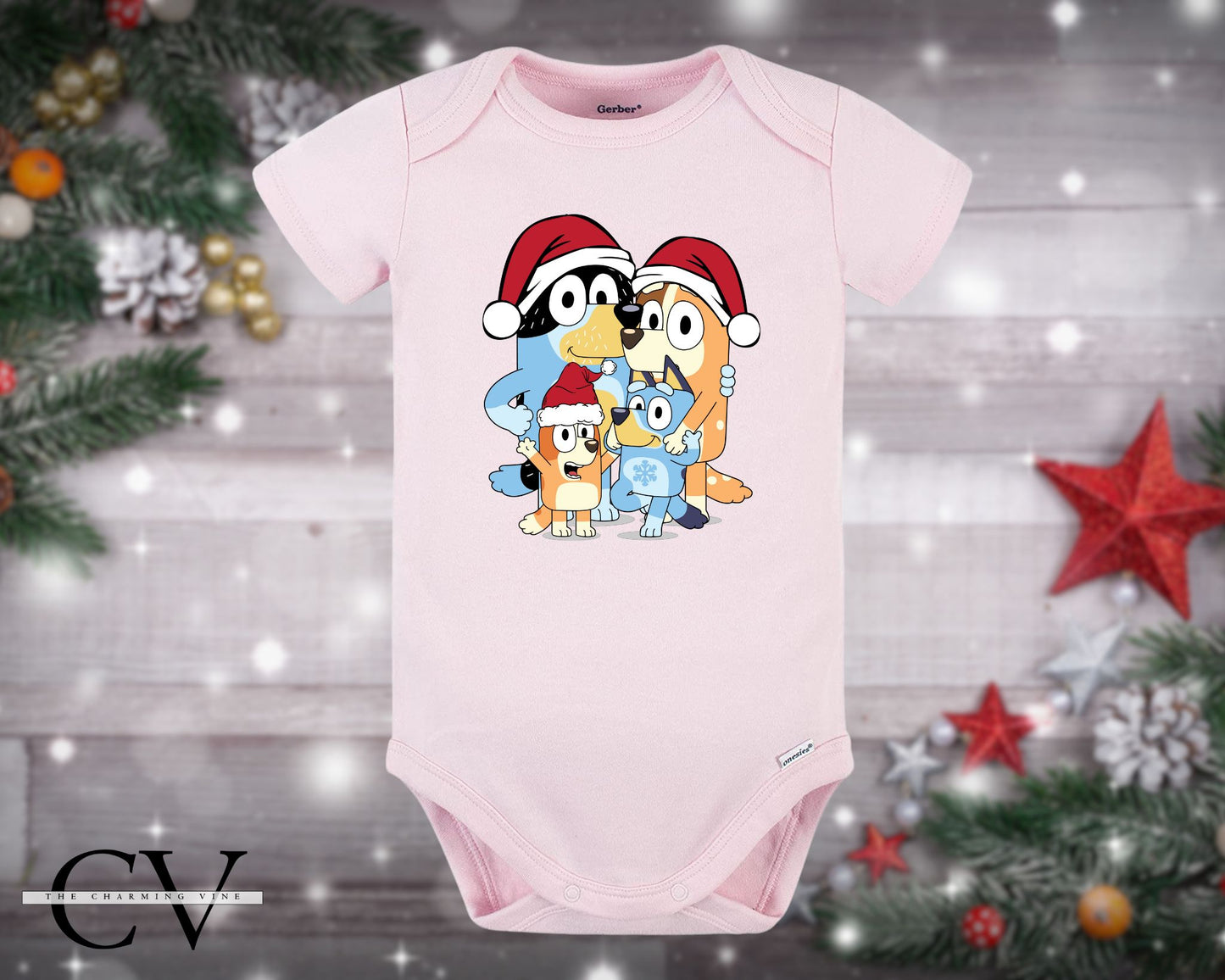 Bluey Family Christmas Baby Onesie