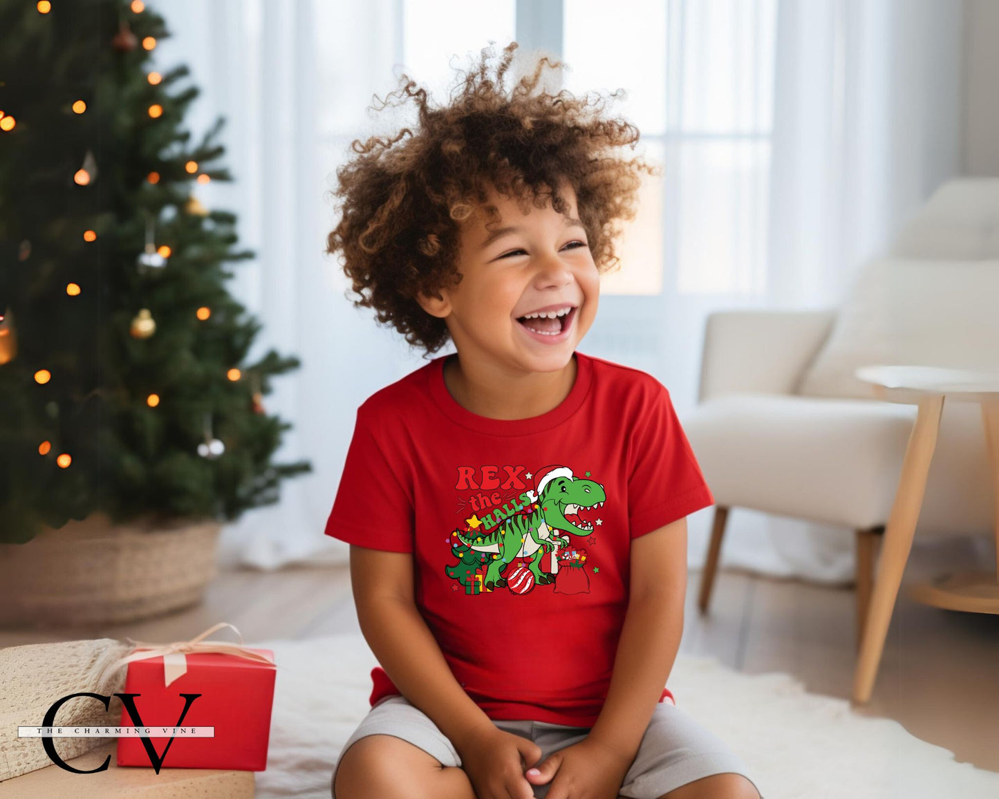 Rex the Halls Christmas Kids Shirt