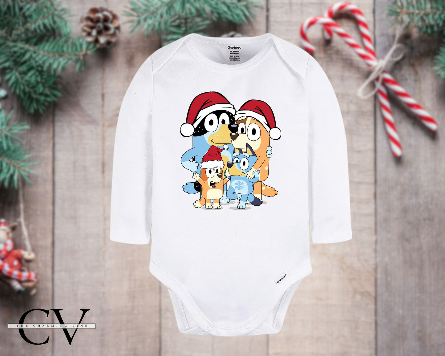 Bluey Family Christmas Baby Onesie