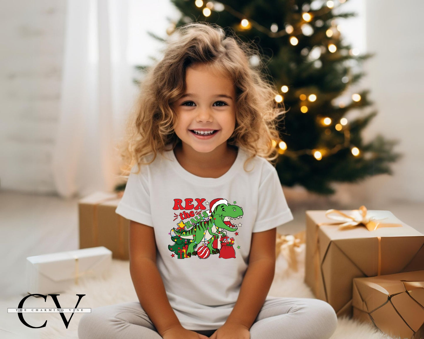Rex the Halls Christmas Kids Shirt