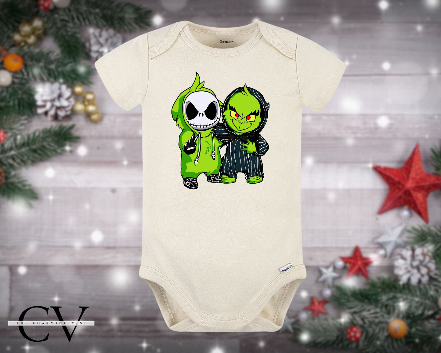 Jack & Grinch Best Friends Christmas Baby Onesie