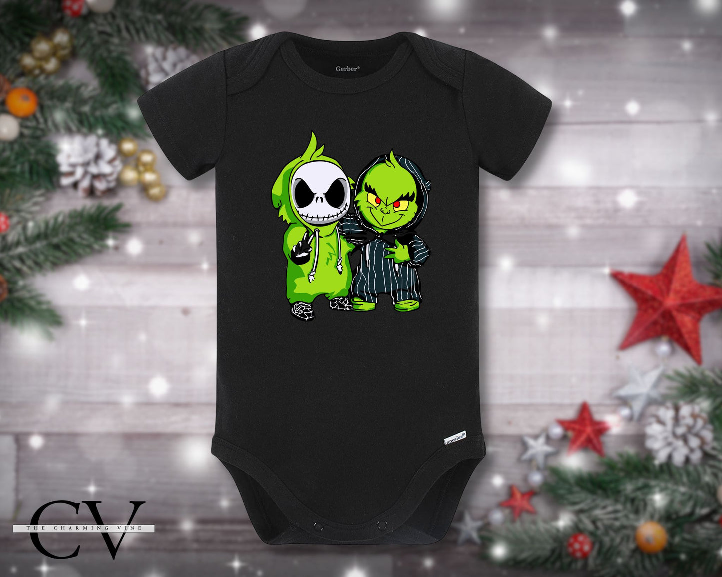 Jack & Grinch Best Friends Christmas Baby Onesie