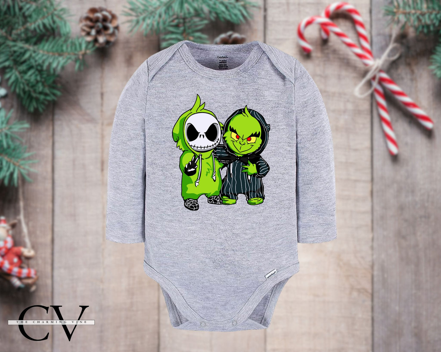 Jack & Grinch Best Friends Christmas Baby Onesie