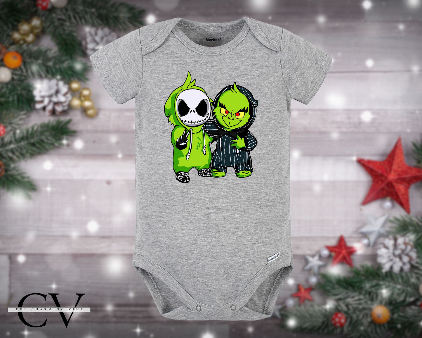 Jack & Grinch Best Friends Christmas Baby Onesie