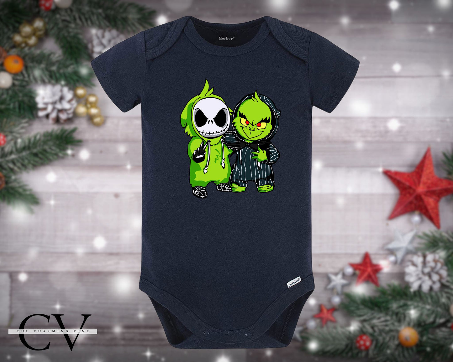 Jack & Grinch Best Friends Christmas Baby Onesie