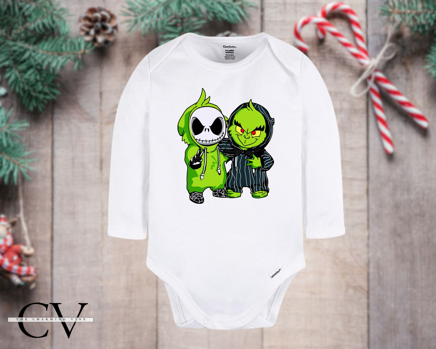 Jack & Grinch Best Friends Christmas Baby Onesie