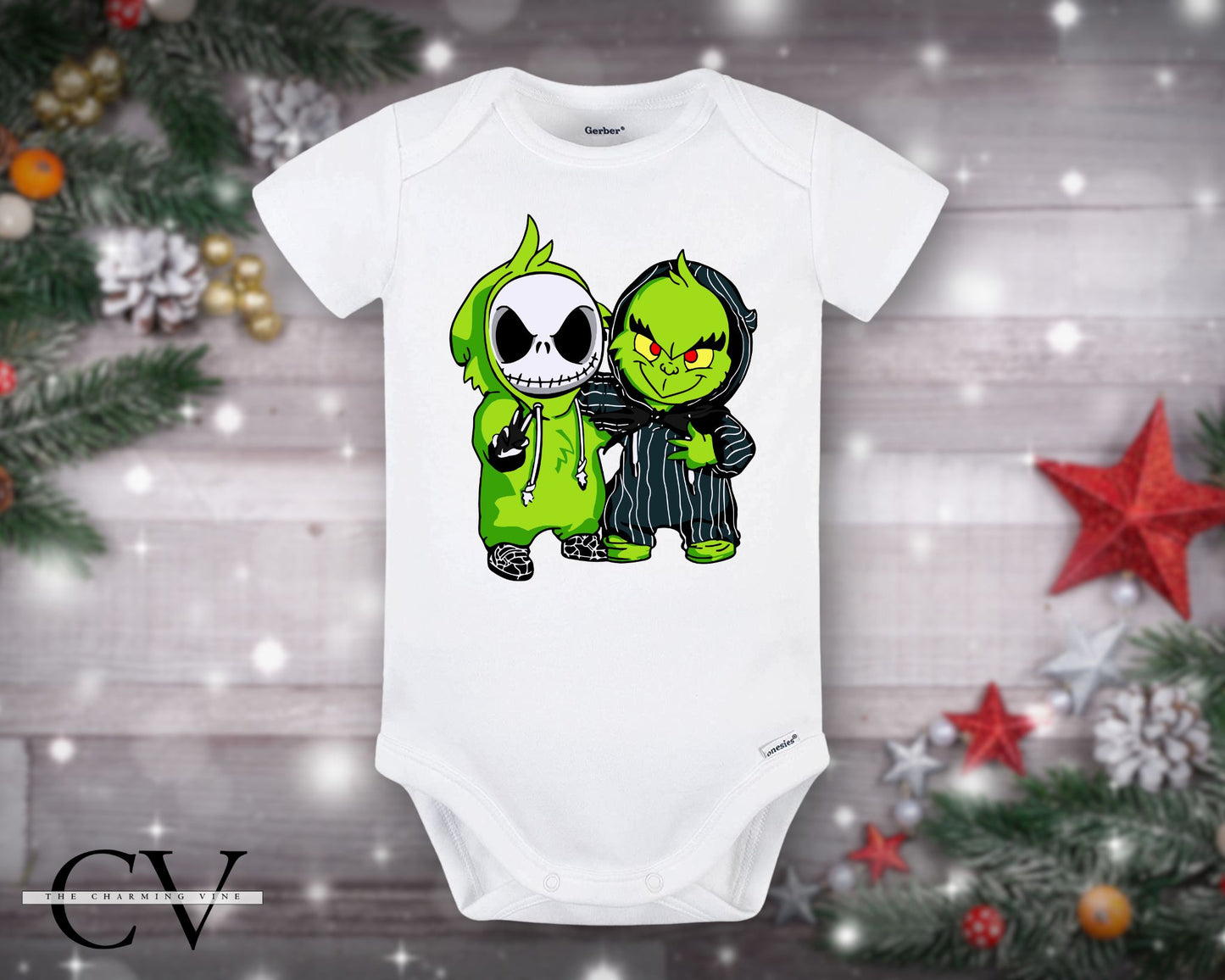 Jack & Grinch Best Friends Christmas Baby Onesie